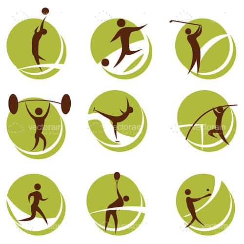 Abstract People Playing Sports Icon Set
